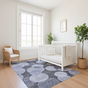 HomeRoots 8' X 10' Denim Blue Geometric Area Rug – Washable, Durable, UV Protected, Perfect for Modern Spaces! 700167