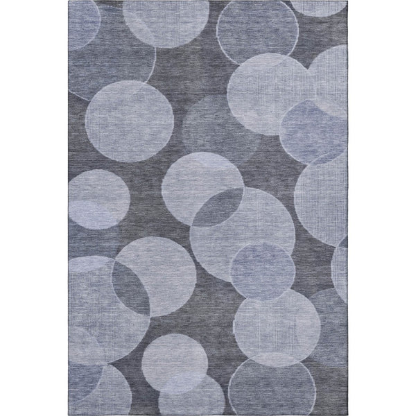 HomeRoots 9' Denim Blue & Sky Blue Geometric Area Rug – Washable, UV-Protected, Durable for Homes with Kids & Pets 700168