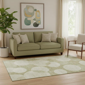 HomeRoots 5' X 8' Tan Geometric Area Rug - Washable, UV-Protected, Durable Design for Modern Living Spaces 700171