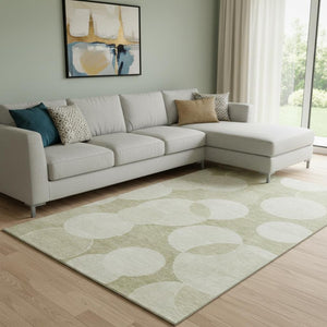 HomeRoots 8' X 10' Tan And Beige Geometric Area Rug – Stylish, Washable, UV Protected for Modern Living Spaces 700173