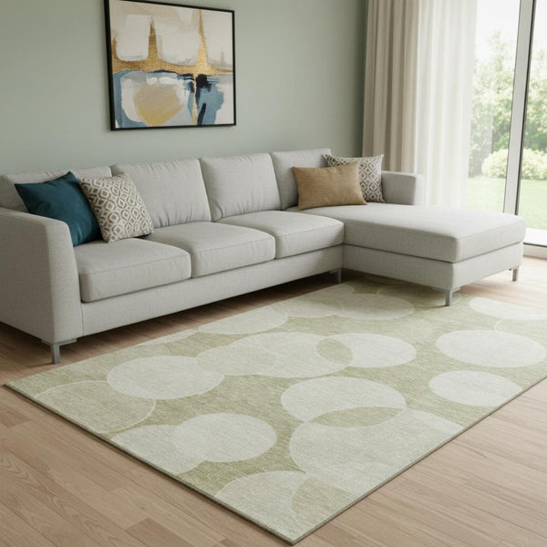 HomeRoots 8' X 10' Tan And Beige Geometric Area Rug – Stylish, Washable, UV Protected for Modern Living Spaces 700173
