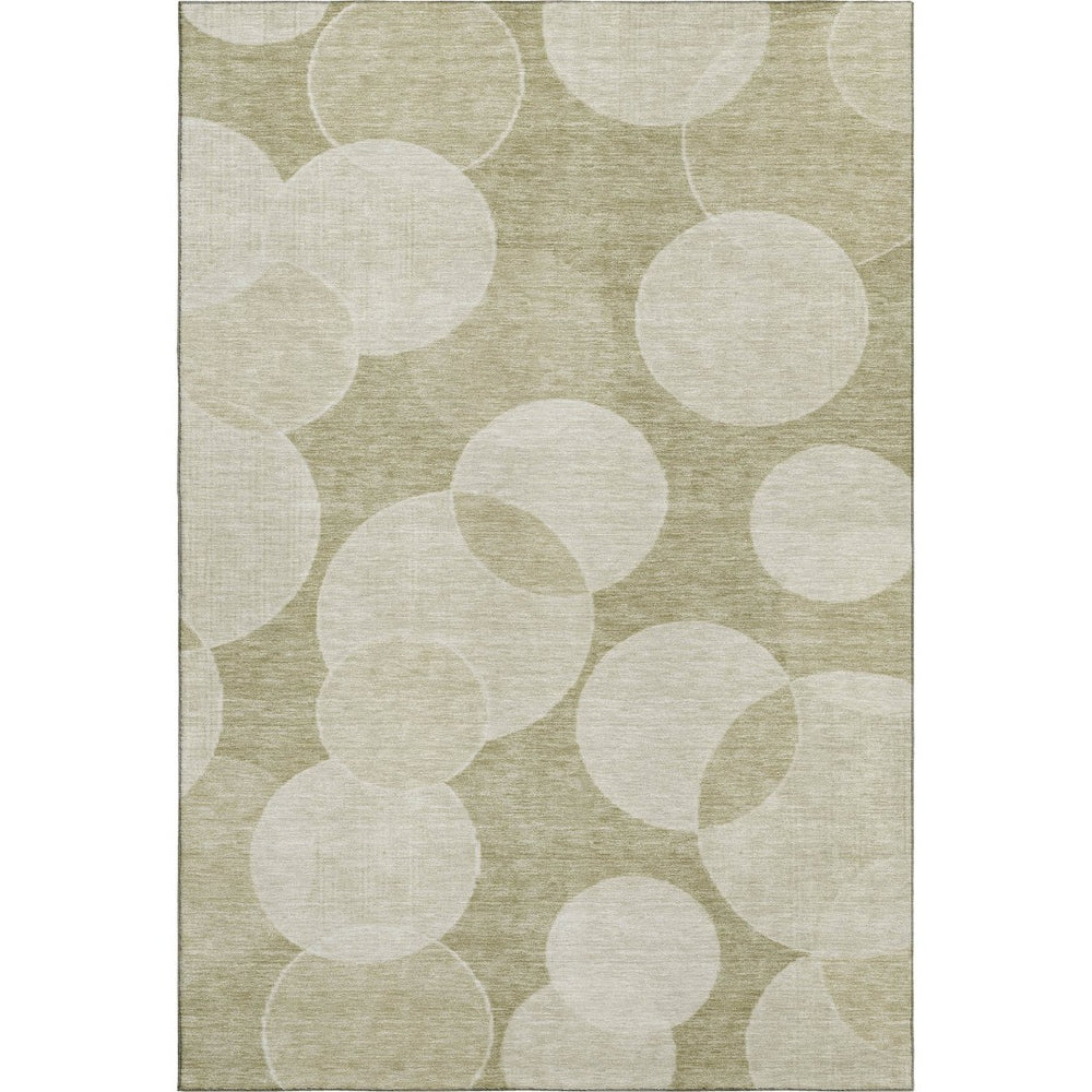 HomeRoots 9' x 12' Tan and Beige Geometric Washable Area Rug with UV Protection for Stylish High-Traffic Spaces 700174