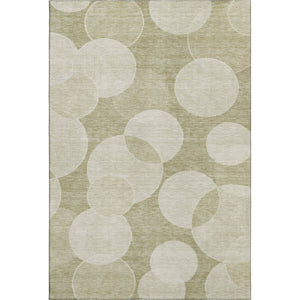 HomeRoots 9' x 12' Tan and Beige Geometric Washable Area Rug with UV Protection for Stylish High-Traffic Spaces 700174