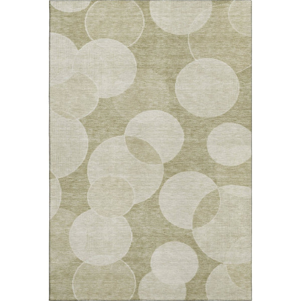 HomeRoots 9' x 12' Tan and Beige Geometric Washable Area Rug with UV Protection for Stylish High-Traffic Spaces 700174