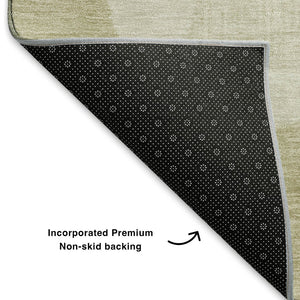 HomeRoots 9' x 12' Tan and Beige Geometric Washable Area Rug with UV Protection for Stylish High-Traffic Spaces 700174