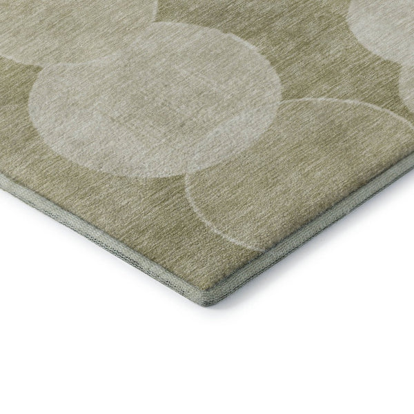 HomeRoots 9' x 12' Tan and Beige Geometric Washable Area Rug with UV Protection for Stylish High-Traffic Spaces 700174