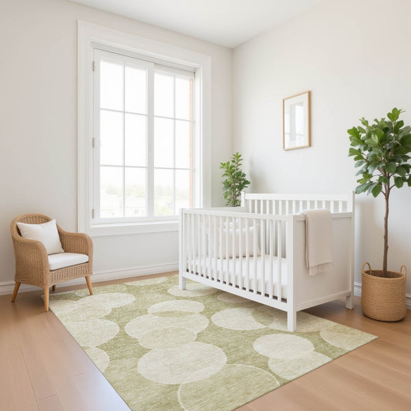 HomeRoots 9' x 12' Tan and Beige Geometric Washable Area Rug with UV Protection for Stylish High-Traffic Spaces 700174