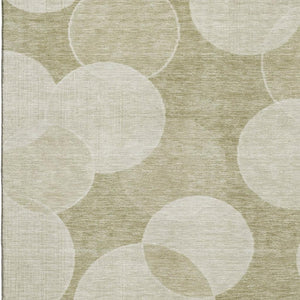HomeRoots 9' x 12' Tan and Beige Geometric Washable Area Rug with UV Protection for Stylish High-Traffic Spaces 700174