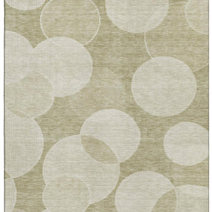 HomeRoots 9' x 12' Tan and Beige Geometric Washable Area Rug with UV Protection for Stylish High-Traffic Spaces 700174