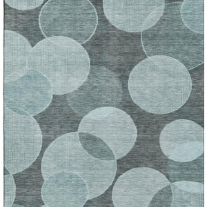 HomeRoots 5' X 8' Stylish Teal & Sky Blue Geometric Area Rug - Washable, UV Protected, Durable & Non-Slip! 700177