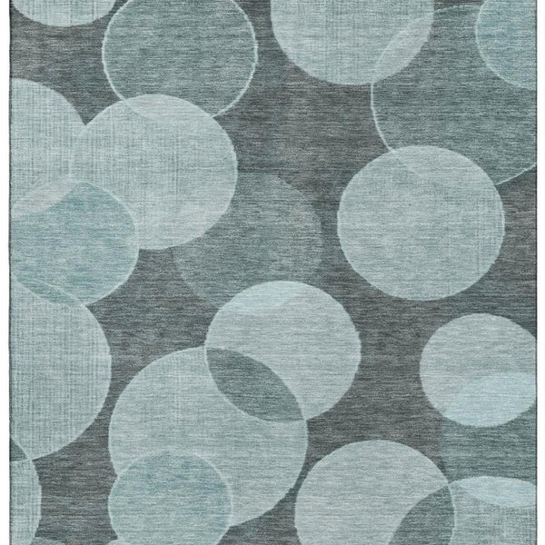 HomeRoots 5' X 8' Stylish Teal & Sky Blue Geometric Area Rug - Washable, UV Protected, Durable & Non-Slip! 700177