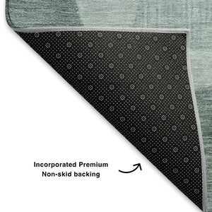 HomeRoots 8' Teal and Sky Blue Geometric Round Rug - Durable, Washable, UV-Protected for Modern Spaces 700178