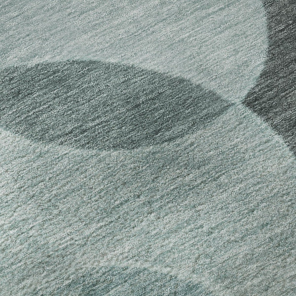HomeRoots 8' Teal and Sky Blue Geometric Round Rug - Durable, Washable, UV-Protected for Modern Spaces 700178