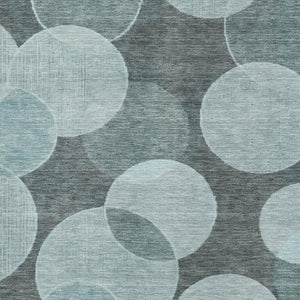 HomeRoots 9' X 12' Teal & Sky Blue Geometric Washable Area Rug - Durable, UV-Protected, Non-Slip Design for Homes 700180