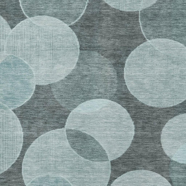 HomeRoots 9' X 12' Teal & Sky Blue Geometric Washable Area Rug - Durable, UV-Protected, Non-Slip Design for Homes 700180