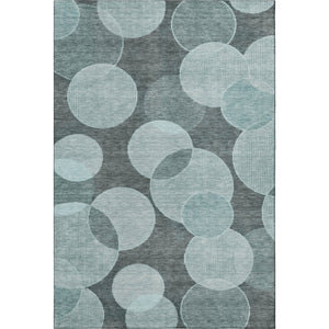 HomeRoots 10' X 14' Teal & Sky Blue Geometric Area Rug - Washable, UV-Protected, Non-Slip for Modern Spaces 700181