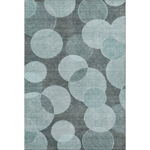 HomeRoots 10' X 14' Teal & Sky Blue Geometric Area Rug - Washable, UV-Protected, Non-Slip for Modern Spaces 700181