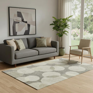 HomeRoots 5' X 8' Taupe & Beige Geometric Area Rug - Washable, UV-Protected, Durable for High-Traffic Spaces 700183
