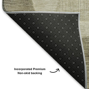 HomeRoots 8' Taupe and Beige Geometric Round Rug - Washable, UV Protected, Stylish for Modern Homes & Patios 700184
