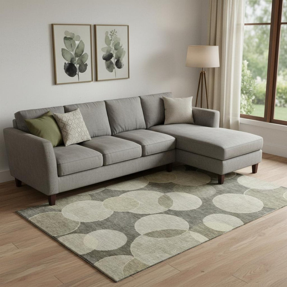HomeRoots 9' X 12' Taupe & Beige Geometric Washable Area Rug with UV Protection for Stylish Everyday Living 700186