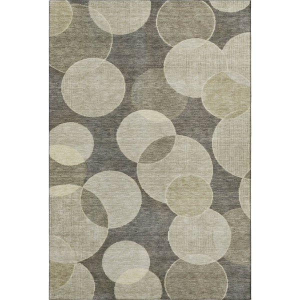 HomeRoots 9' X 12' Taupe & Beige Geometric Washable Area Rug with UV Protection for Stylish Everyday Living 700186