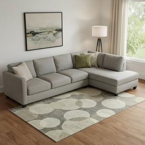 HomeRoots 10' X 14' Taupe & Beige Geometric Washable Area Rug with UV Protection for Busy Family Homes 700187