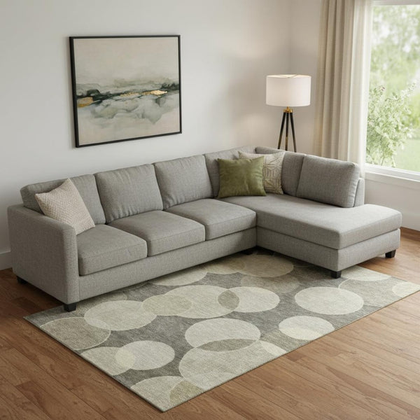 HomeRoots 10' X 14' Taupe & Beige Geometric Washable Area Rug with UV Protection for Busy Family Homes 700187