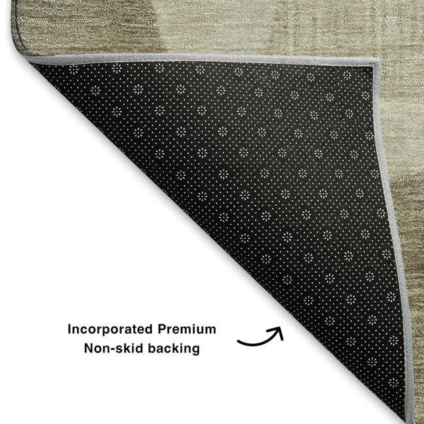 HomeRoots 10' X 14' Taupe & Beige Geometric Washable Area Rug with UV Protection for Busy Family Homes 700187