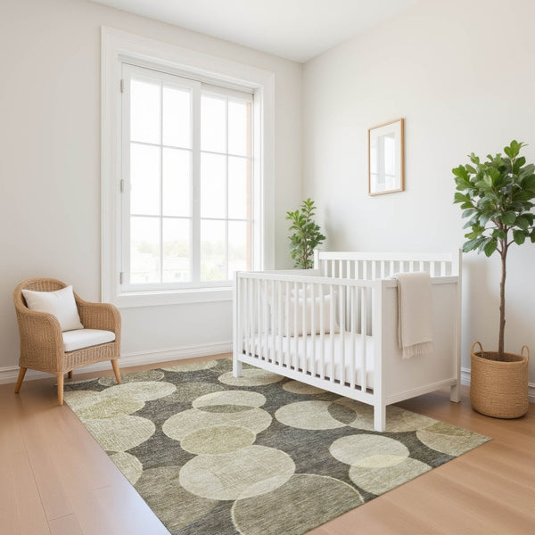 HomeRoots 10' X 14' Taupe & Beige Geometric Washable Area Rug with UV Protection for Busy Family Homes 700187