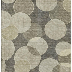 HomeRoots 10' X 14' Taupe & Beige Geometric Washable Area Rug with UV Protection for Busy Family Homes 700187