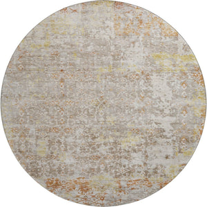 HomeRoots 8' Brown Gold and Orange Oriental Round Rug - Durable, Stain-Resistant & UV Protected for Every Room 700190