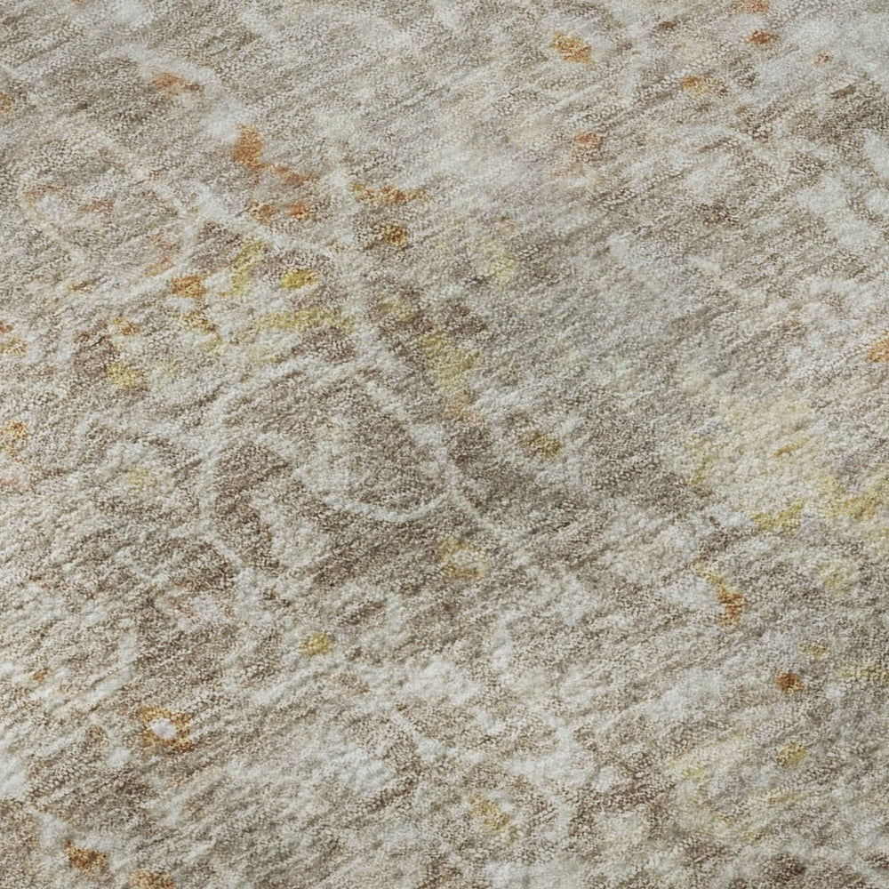 HomeRoots 8' X 10' Washable Oriental Area Rug in Brown, Gold & Orange - Durable, UV Protected & Stain Resistant! 700191