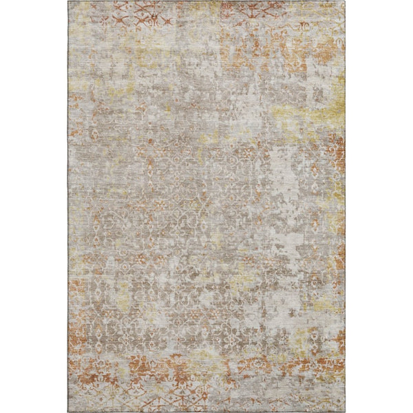 HomeRoots 9' X 12' Brown Gold Orange Oriental Area Rug – Washable, UV Protected, Stylish for Any Room 700192