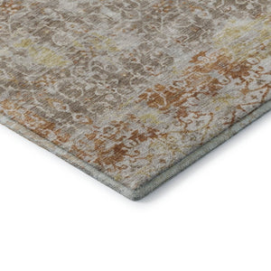 HomeRoots 9' X 12' Brown Gold Orange Oriental Area Rug – Washable, UV Protected, Stylish for Any Room 700192