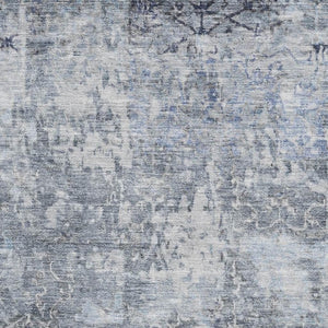 HomeRoots 5' X 8' Denim Blue & Ivory Oriental Area Rug – Washable, UV Protected, Stain-Resistant, Durable Design 700195
