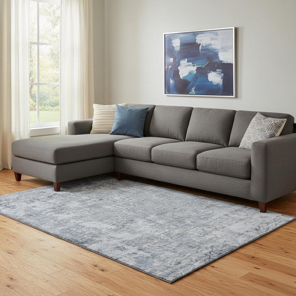 HomeRoots 8' X 10' Denim Blue & Ivory Oriental Washable Area Rug - Stylish, Stain-Resistant & UV Protected! 700197