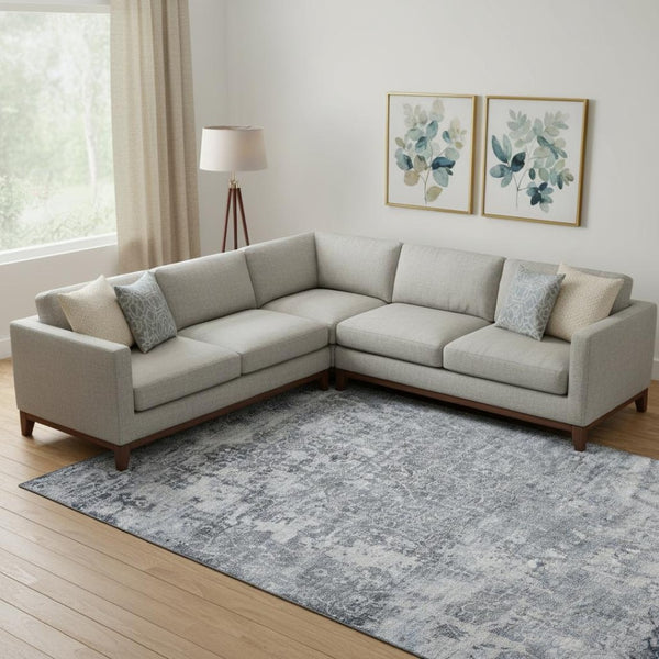 HomeRoots 9' X 12' Denim Blue & Ivory Oriental Area Rug - Washable, Stain-Resistant, UV Protected for Homes 700198