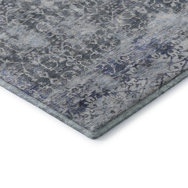 HomeRoots 9' X 12' Denim Blue & Ivory Oriental Area Rug - Washable, Stain-Resistant, UV Protected for Homes 700198