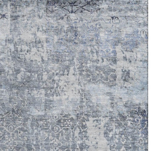 HomeRoots 9' X 12' Denim Blue & Ivory Oriental Area Rug - Washable, Stain-Resistant, UV Protected for Homes 700198