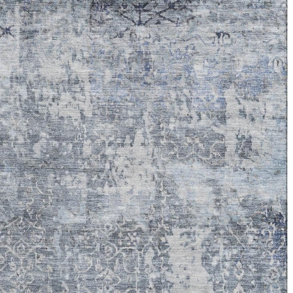 HomeRoots 9' X 12' Denim Blue & Ivory Oriental Area Rug - Washable, Stain-Resistant, UV Protected for Homes 700198