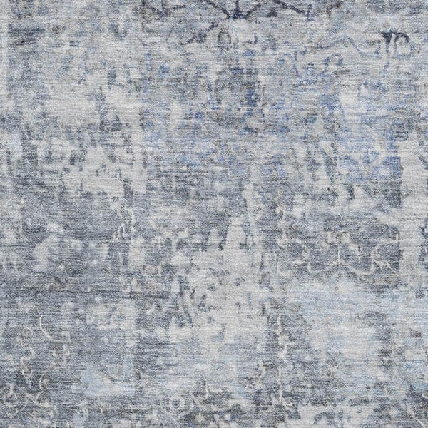 HomeRoots 10' Denim Blue & Ivory Oriental Area Rug - Washable, UV Protected, Pet-Friendly for High Traffic Spaces 700199