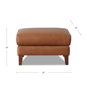 English Elm Maui Brown Leather Ottoman with Top-Grain Seating, Pocket Coil Comfort, Kiln-Dried Wood Frame B2705P211703