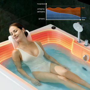 English Elm Korra Freestanding Acrylic Whirlpool Tub with 16 Jets Heater and Led Spa Lighting W5619P452427