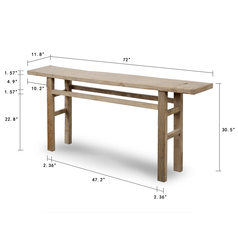 Lilys Vintage Console Table Weathered Natural 72X12X30H 7002