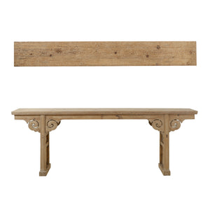 Lilys Antique Console Table With Carving Panel Weathered Natural Around 8Ft Long (Size & Color Vary) 7002-5