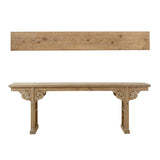 Lilys Antique Console Table With Carving Panel Weathered Natural Around 8Ft Long (Size & Color Vary) 7002-5