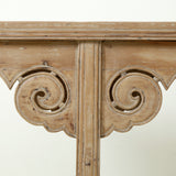 Lilys Antique Console Table With Carving Panel Weathered Natural Around 8Ft Long (Size & Color Vary) 7002-5