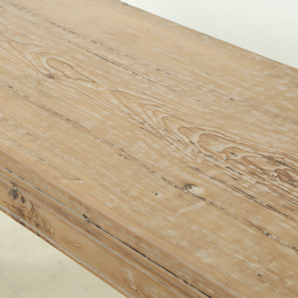 Lilys Antique Console Table With Carving Panel Weathered Natural Around 8Ft Long (Size & Color Vary) 7002-5