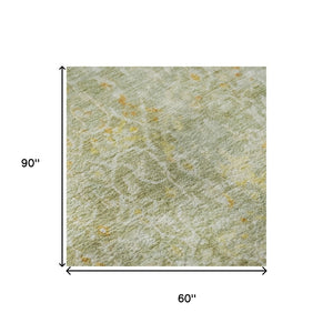 HomeRoots 5' X 8' Sage Gold Copper Area Rug - Washable, UV Protected, Durable & Stylish for Any Home Decor 700201
