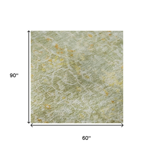 HomeRoots 5' X 8' Sage Gold Copper Area Rug - Washable, UV Protected, Durable & Stylish for Any Home Decor 700201